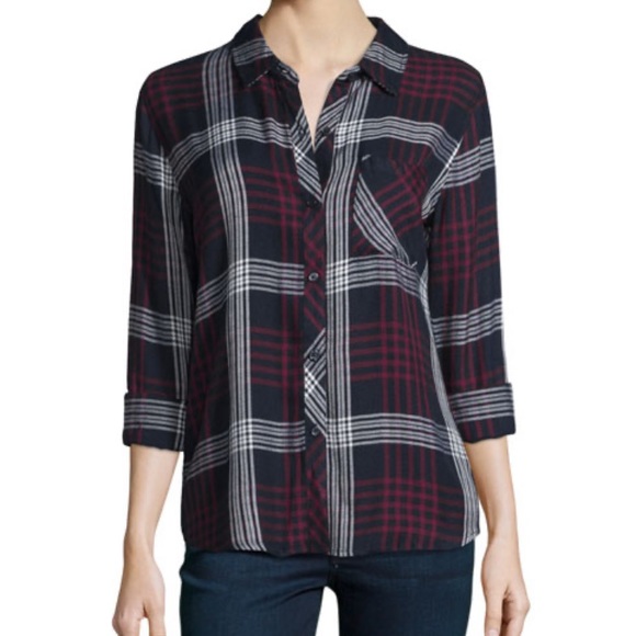 Hunter Plaid Shirt in Indigo/Merlot - Picture 1 of 1